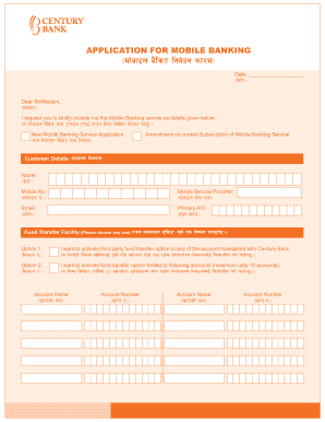 SMSMobile Banking Application Form Century Commercial Bank