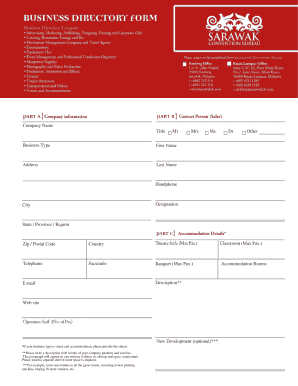 Business Directory Form PDF