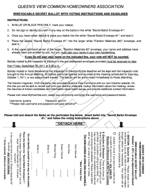 Hoa Voting Ballot Template  Form