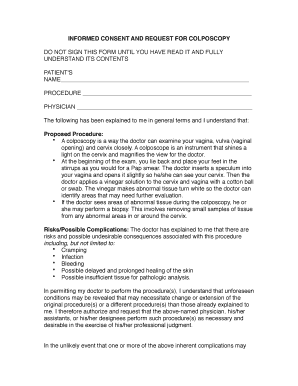 INFORMED CONSENT and REQUEST for COLPOSCOPY