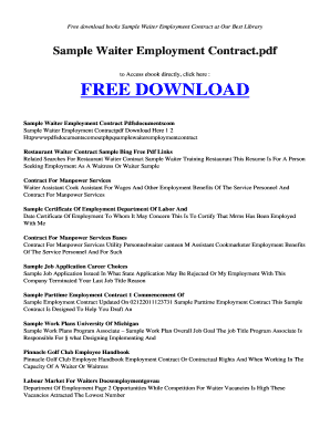 SAMPLE WAITER EMPLOYMENT CONTRACTPDF Download Books SAMPLE WAITER EMPLOYMENT CONTRACT PDF  Form