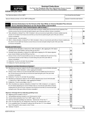 Arizona Schedule APYN Include with Your Return  Form