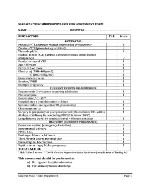 Vte Risk Assessment Form PDF