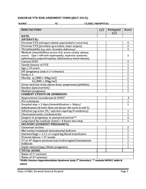 SARAWAK VTE RISK ASSESMENT FORM JULY NAME