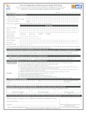 UTI Registration of Bank Account Details Revised Form