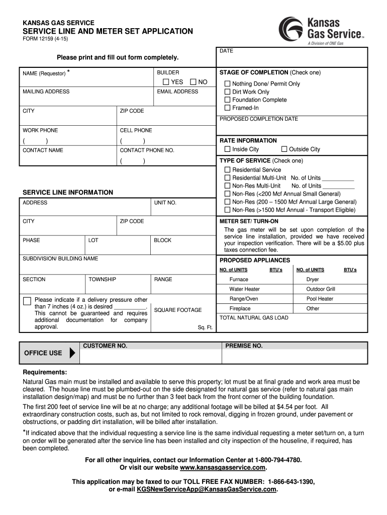  Online Gas Service Form 2015