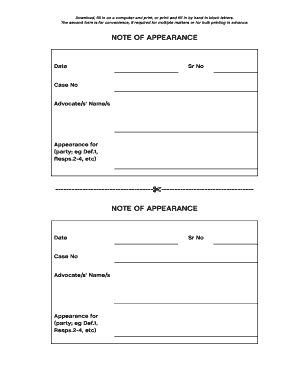 Note of Appearance  Form