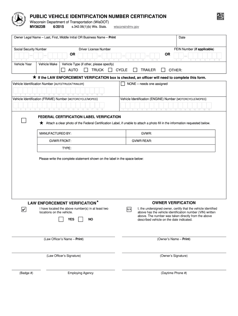  Wisconsin Dmv Mv3001 2015-2024