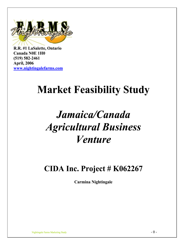 Market Feasibility Study JamaicaCanada Agricultural Tunnel Tech  Form