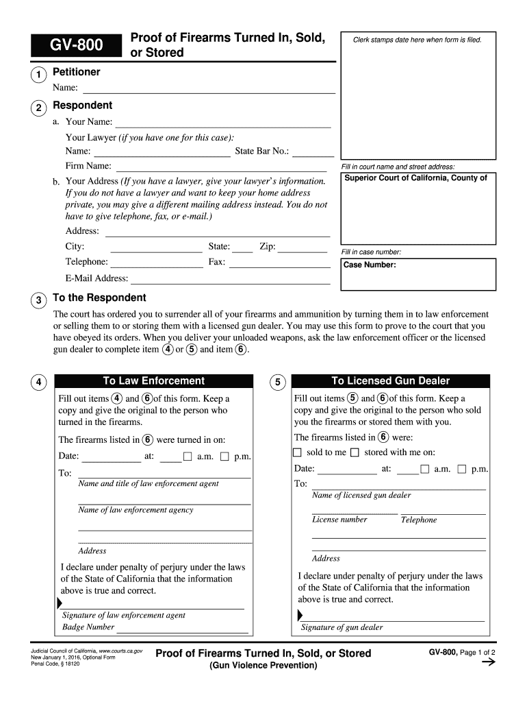  Ca Gv Firearms 2016