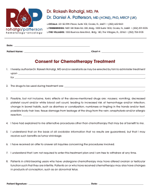 Chemotherapy Consent Form Template