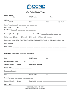 New Patient Medical Form Clinton County Medical Center