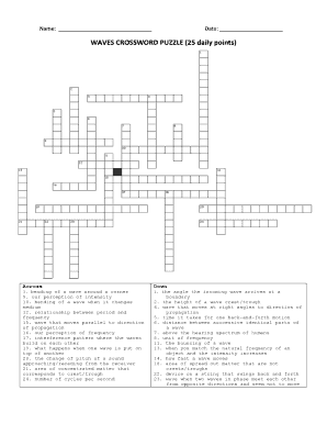 Waves Crossword Puzzle  Form