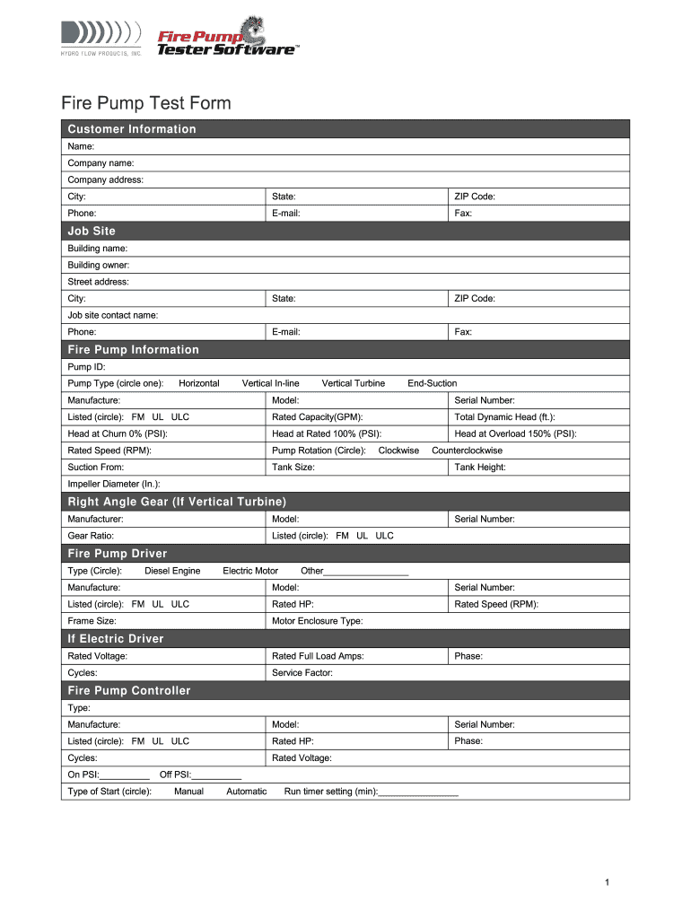 Fire Pump Test Form  Hose Monster