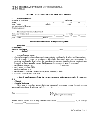 Cerere Aviz Amplasament Electrica  Form