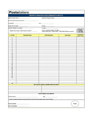 Distinta Raccomandate Excel  Form