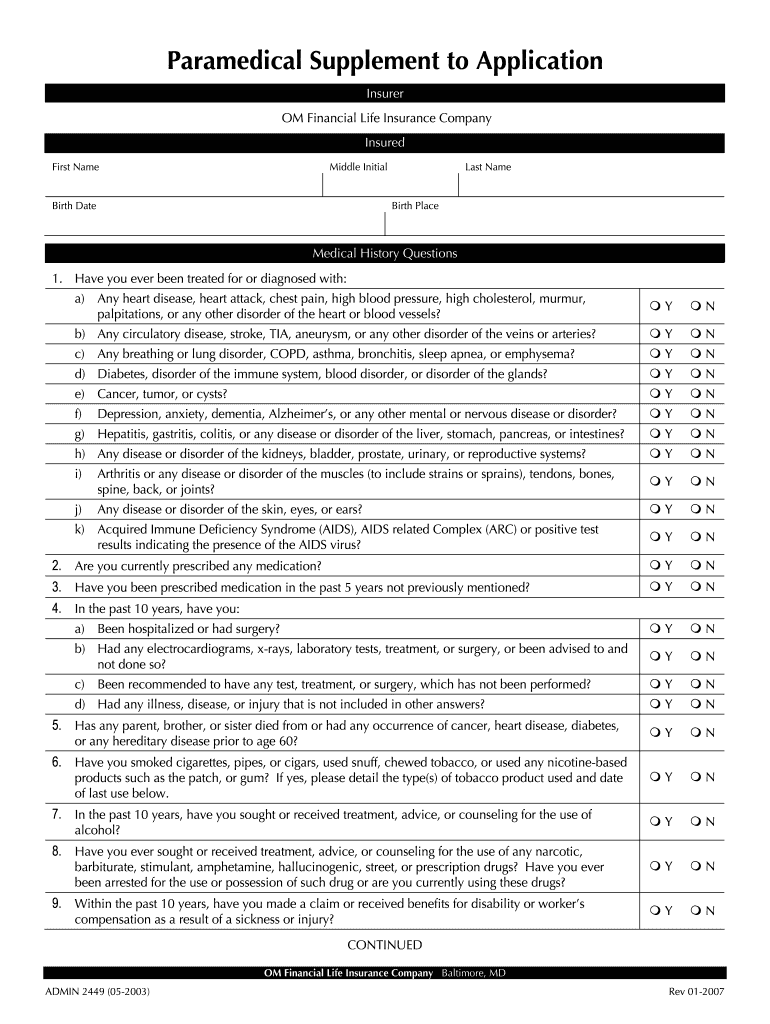 Paramedical Form