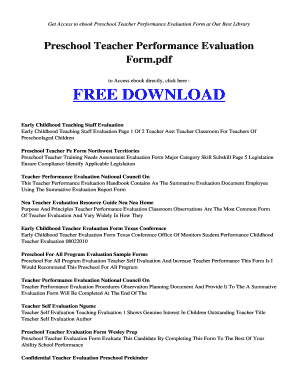 Sample Preschool Teacher Evaluation Comments  Form