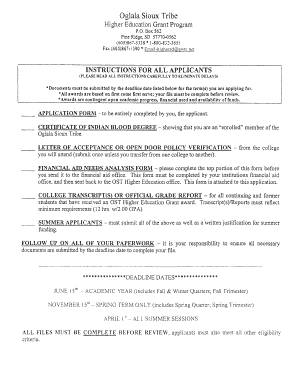 Oglala Sioux Tribe Higher Education  Form