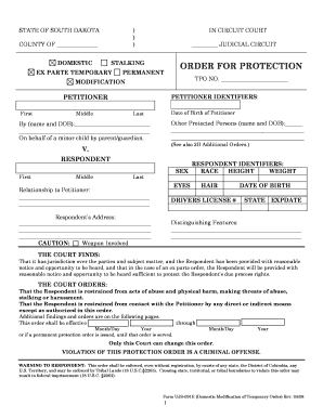 Domestic Protection Order Forms UJS Home State of South Dakota Ujs Sd
