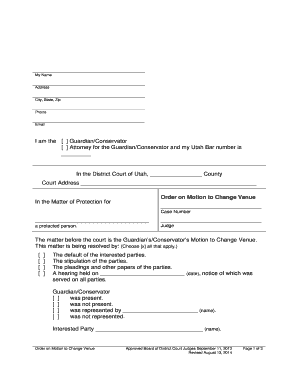  Order on Motion to Change Venue Utah Courts Utcourts 2014