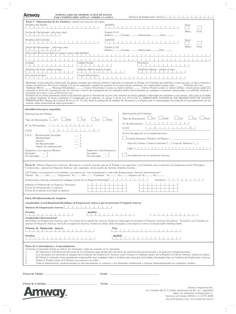 Formulario De Modificacion De Datos Argentina Copy