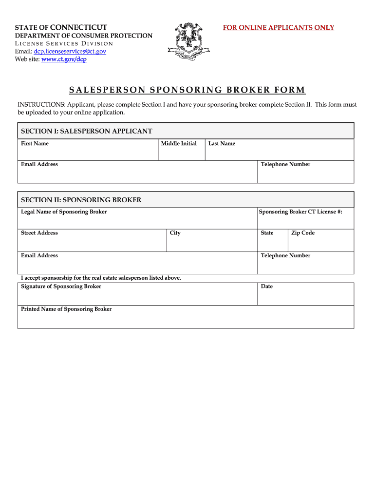 Salesperson Sponsoring Broker Form