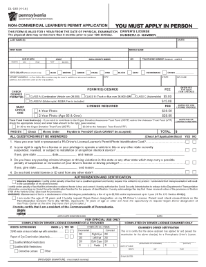  Pa Drivers Permit Physical Form 2018