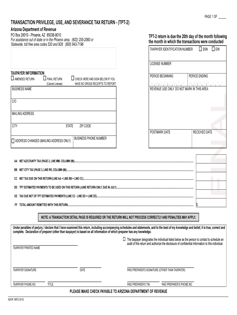  Az Tpt 2 Form 2015