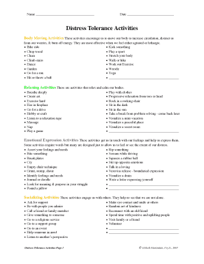 Distress Tolerance Activities PDF  Form