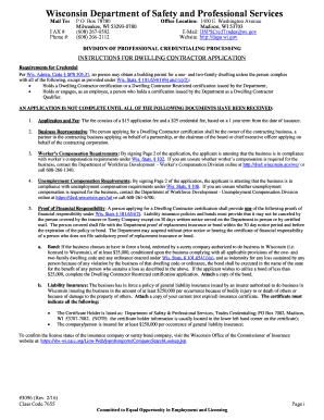  Application for Dwelling Contractor Certification Form 3096 Dsps Wi 2018