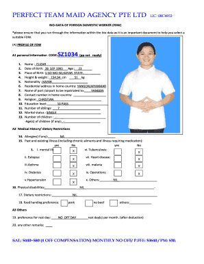 Indonesian Helper Biodata with Photos  Form