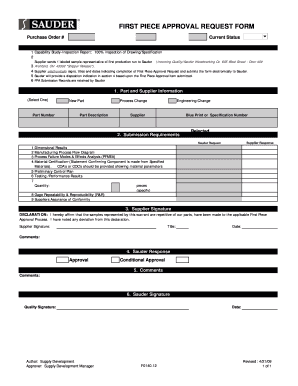 First Part Approval Format Excel