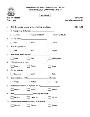 Catechism Question Paper  Form