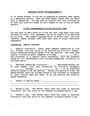 Mediation Worksheet  Form