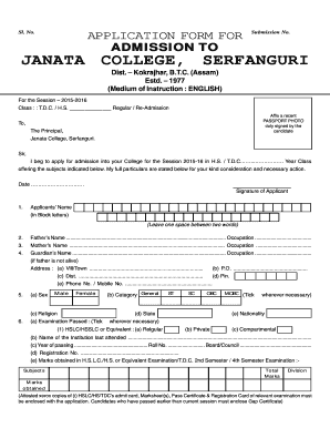 Janata College Serfanguri  Form
