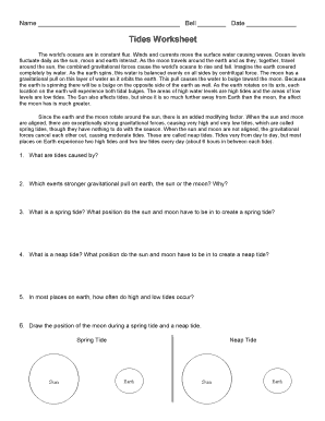 Tides Worksheet PDF  Form