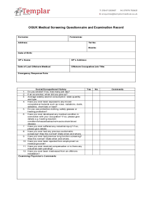 Oguk Medical Form PDF