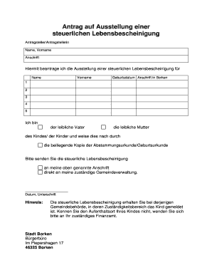 Lebensbescheinigung  Form