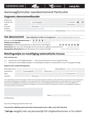 Aanvraagformulier Jaarabonnement Particulier Connexxion