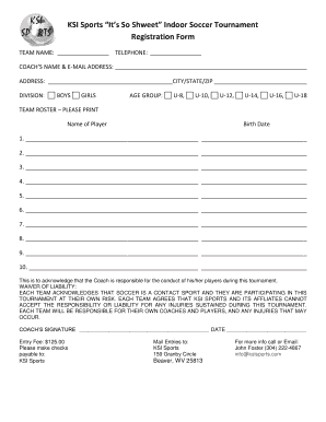 Soccer Tournament Registration Form
