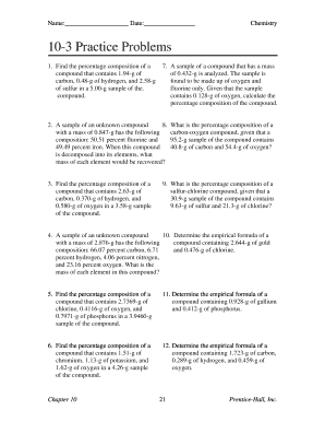 10 3 Practice Problems Chemistry Answers  Form