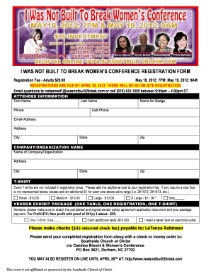Women&#039;s Conference Registration Form PDF