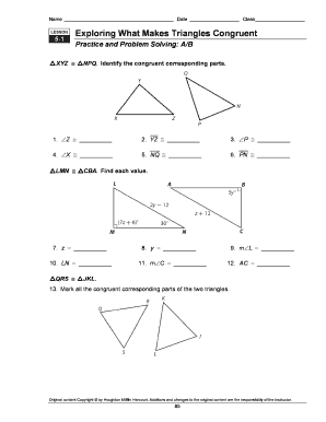 Exploring What Makes Triangles Congruent Lesson 5 1 Answer Key  Form