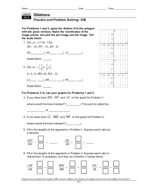 11 1 Dilations Answer Key  Form