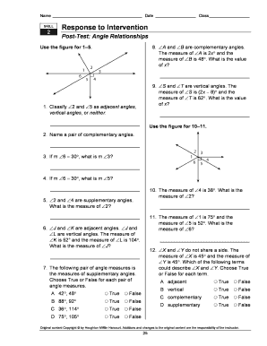 Response to Intervention Post Test Answers  Form