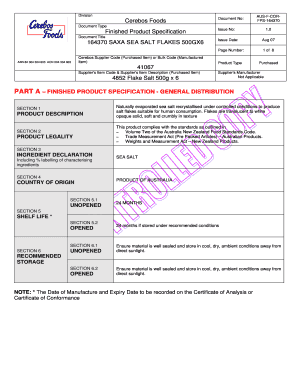 Product Information Sheet PDF Pronto Fine Foods