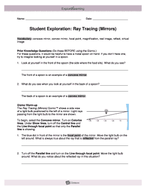 Ray Tracing Mirrors Gizmo Answer Key  Form