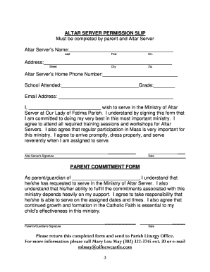 Online Altar Server Form