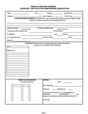 Courtney View Estates Home Alteration Request Form